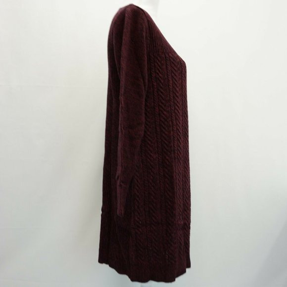 Style & Co Cable Knit Sweater Dress Purple Black L - Picture 2 of 8